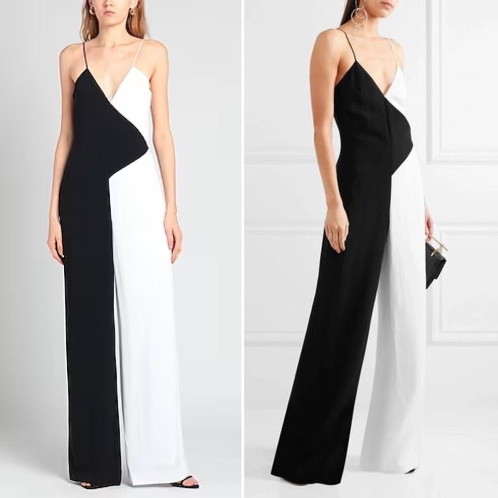 Cushnie Et Ochs Colorblock Jumpsuit Wide Leg Sleeveless White/Black Size 4 - Picture 13 of 14